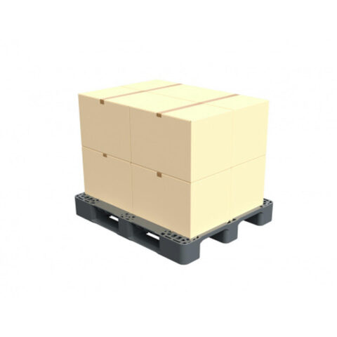 Поддон перфорированный пластиковый поддон 1200х1000х150 на 2-х полозьях серый. (02.103.91)