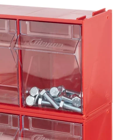 Короб откидной  F-600-9, 600х68х78 мм, 9 ячеек, красный, прозрачный